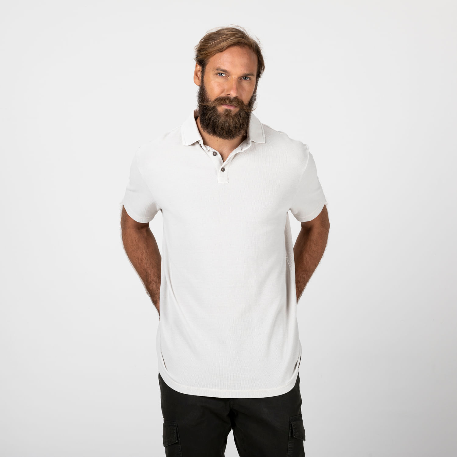 Polo Quadrile Friso - Areia