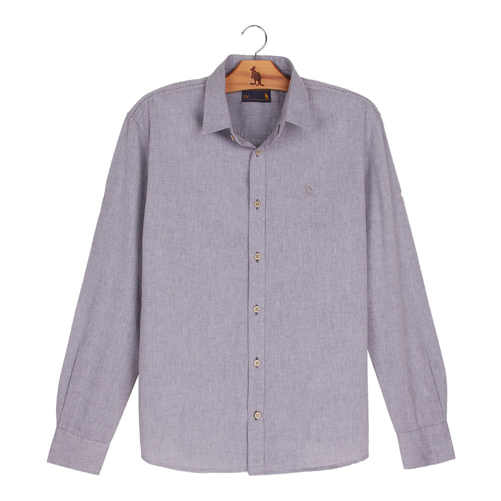 Camisa M/l Chambray - Cinza Chumbo
