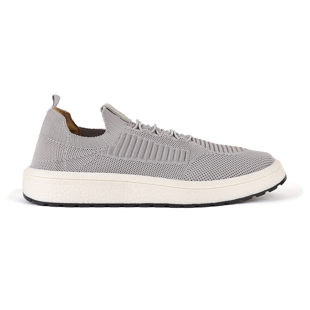 Tenis Knit Elastico - Cinza