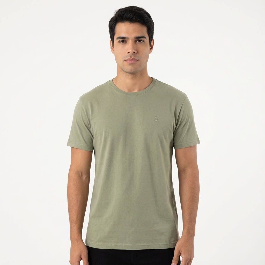 Camiseta Meia Malha Basic - Verde Argila