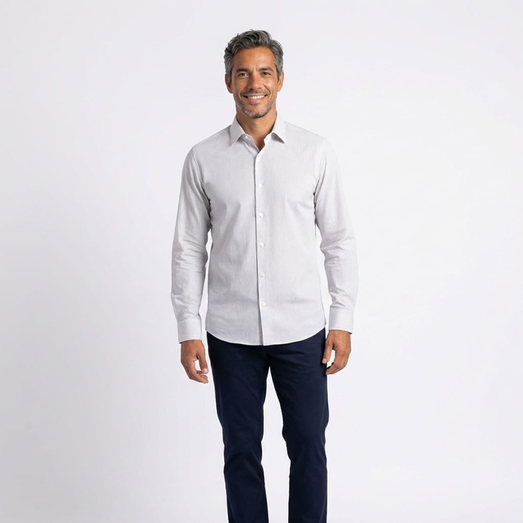 Camisa Ml Listrada - Azul Marinho