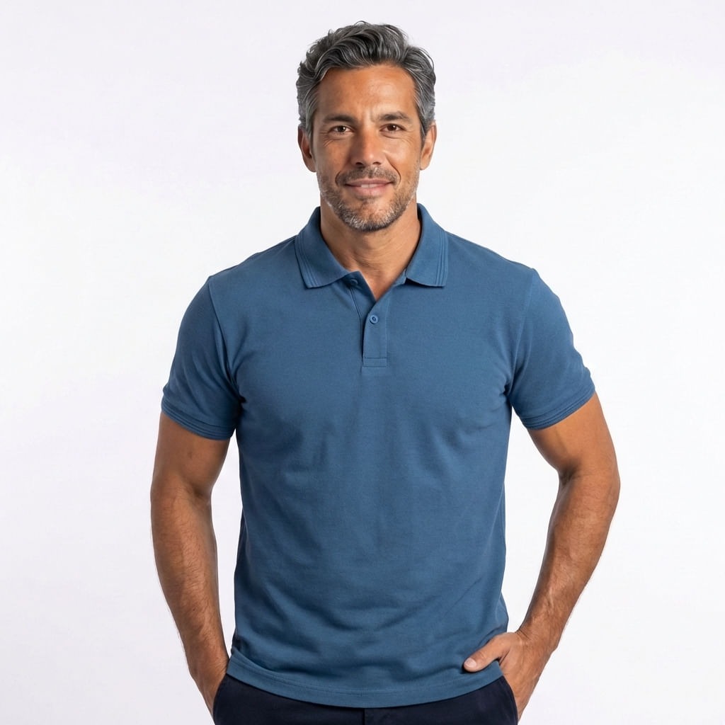 Polo Basic Visc - Azul Medio