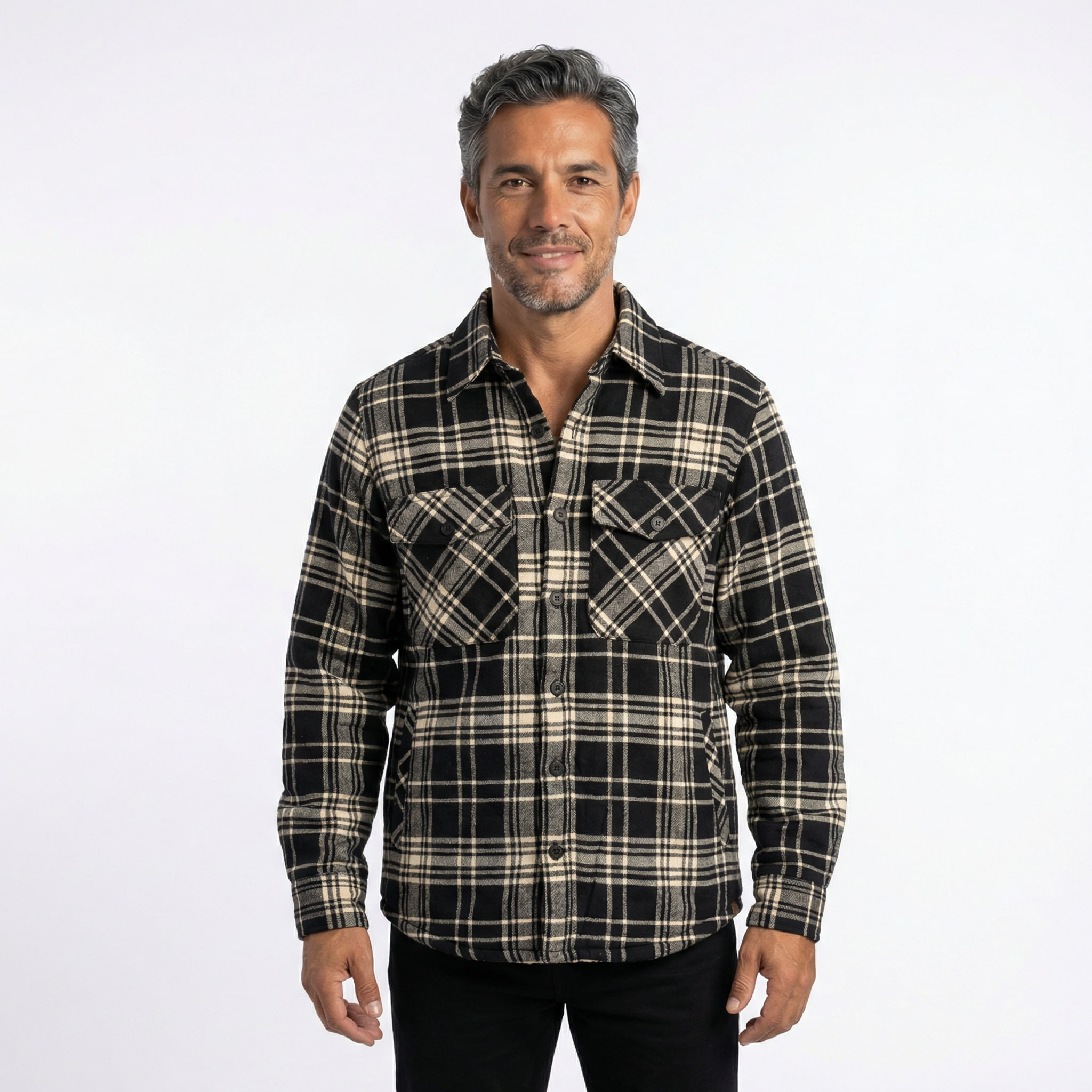 Camisa M/L Overshirt Flanela Pelo - Preto