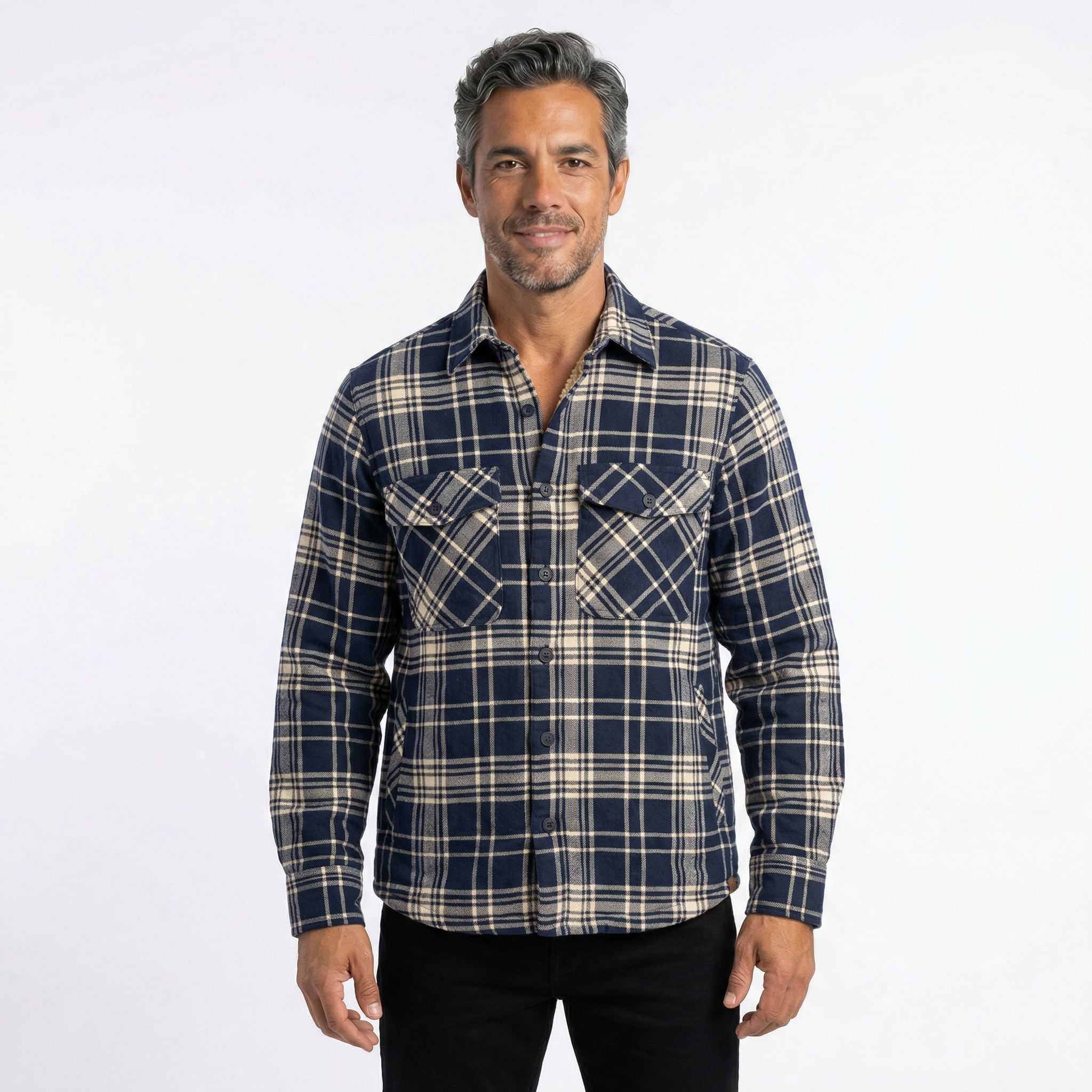 Camisa M/L Overshirt Flanela Pelo - Azul Marinho