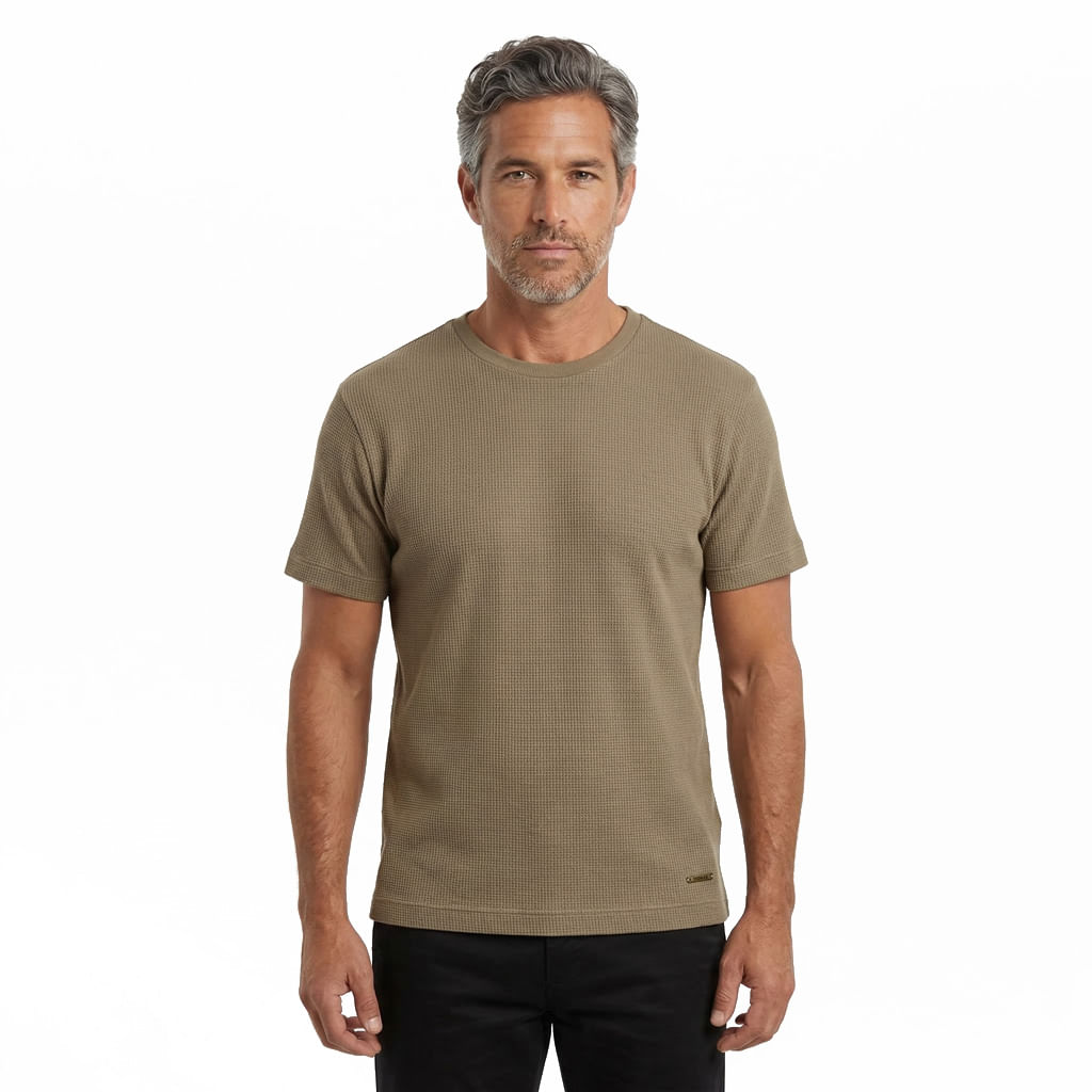 Camiseta Malha Waffle - Kaki
