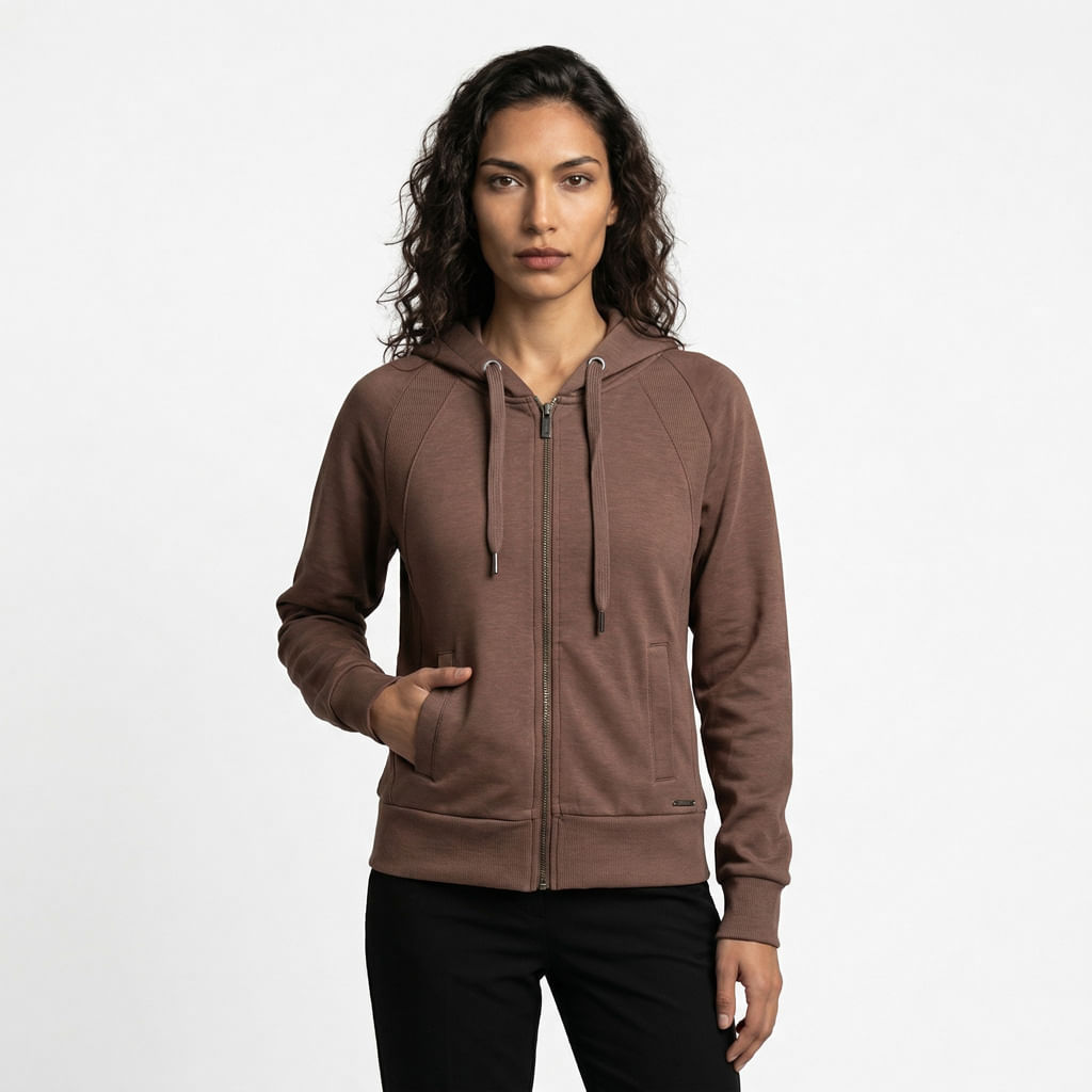 Blusa Malha Capuz - Cafe
