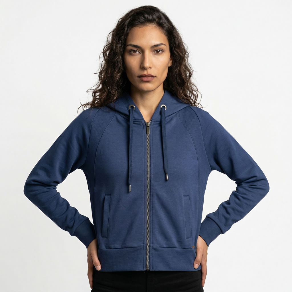Blusa Malha Capuz - Azul Marinho