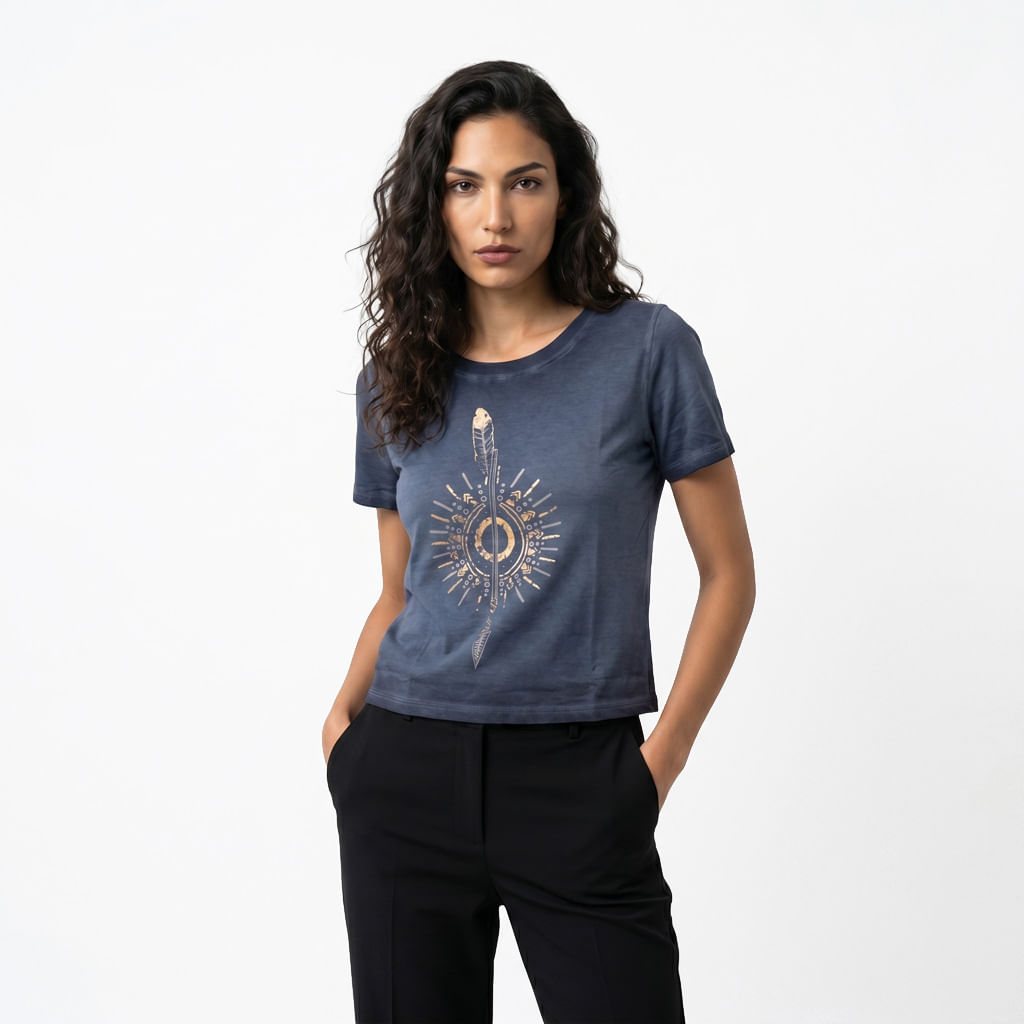 Camiseta Est Flecha Foil - Azul Marinho