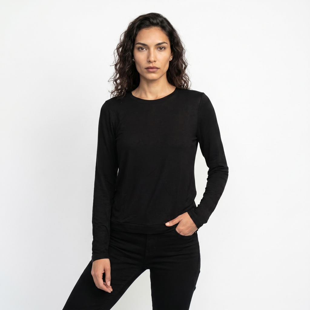 Camiseta Fem M/L No Barra - Preto