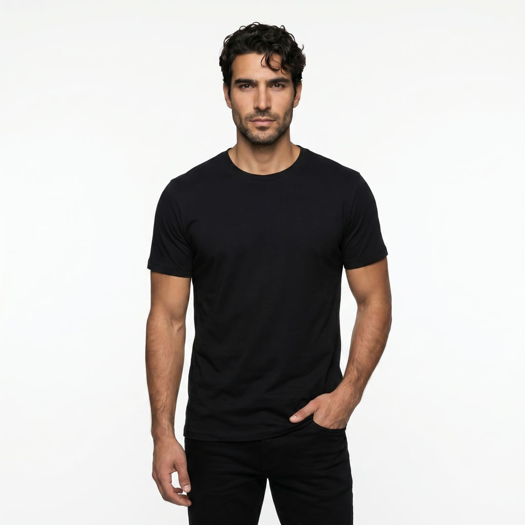 Camiseta Basica Elastano - Preto