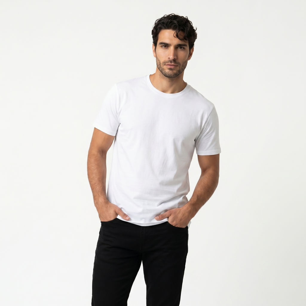 Camiseta Basica Elastano - Branco