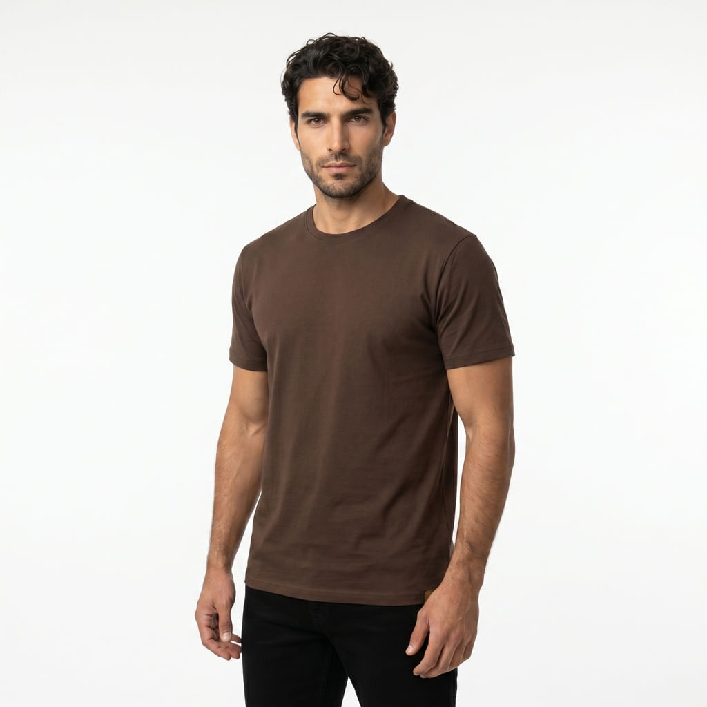 Camiseta Basica Elastano - Cafe
