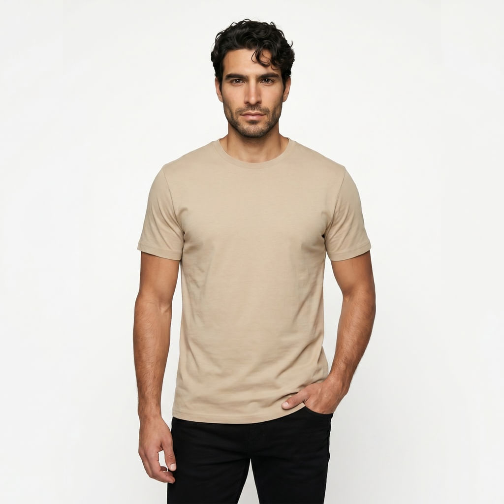 Camiseta Basica Elastano - Bege