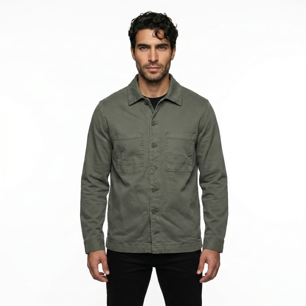 Camisa M/L Overshirt Texturizada - Cinza