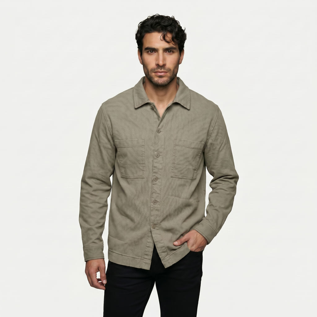 Camisa M/L Overshirt Texturizada - Kaki