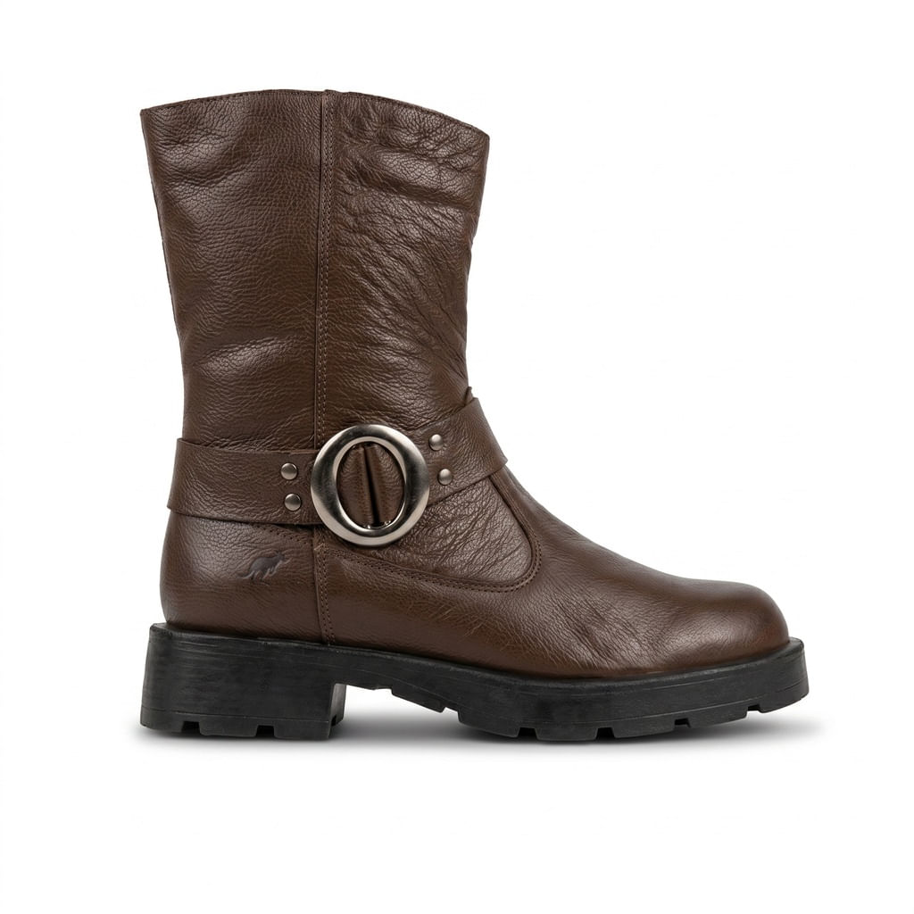 Bota Fem Napa Cano Medio Fivela - Cafe