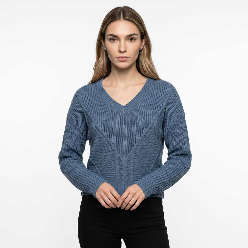 Blusa Decote V - Azul