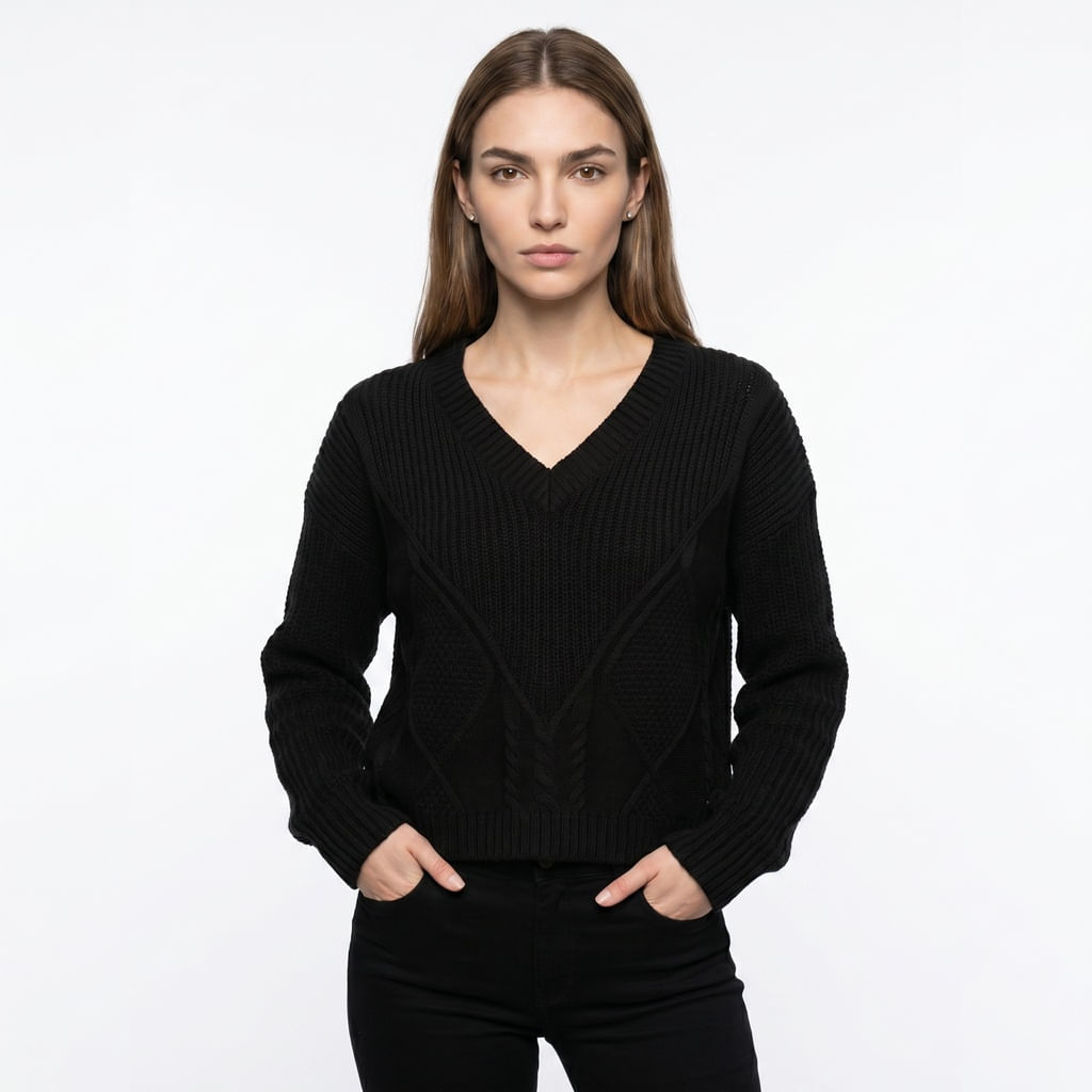 Blusa Decote V - Preto