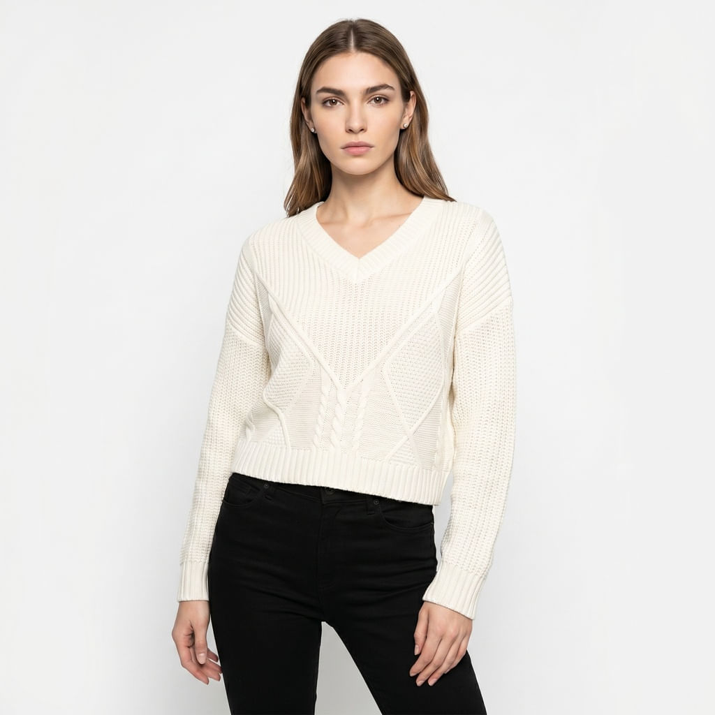 Blusa Decote V - Off White