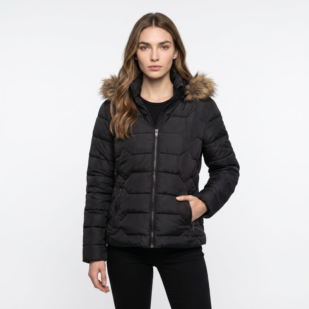Jaqueta Nylon Gominhos - Preto