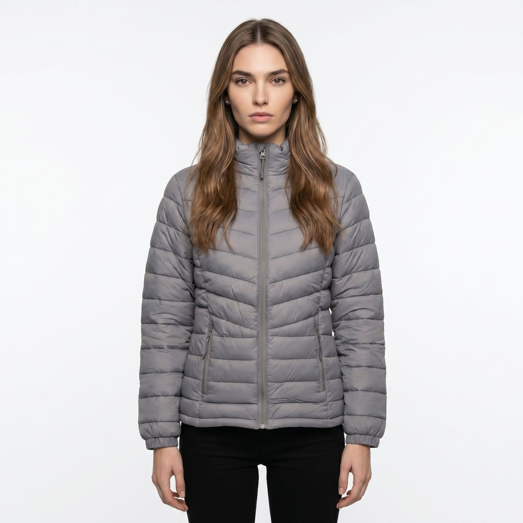 Jaqueta Nylon Gola Alta - Cinza