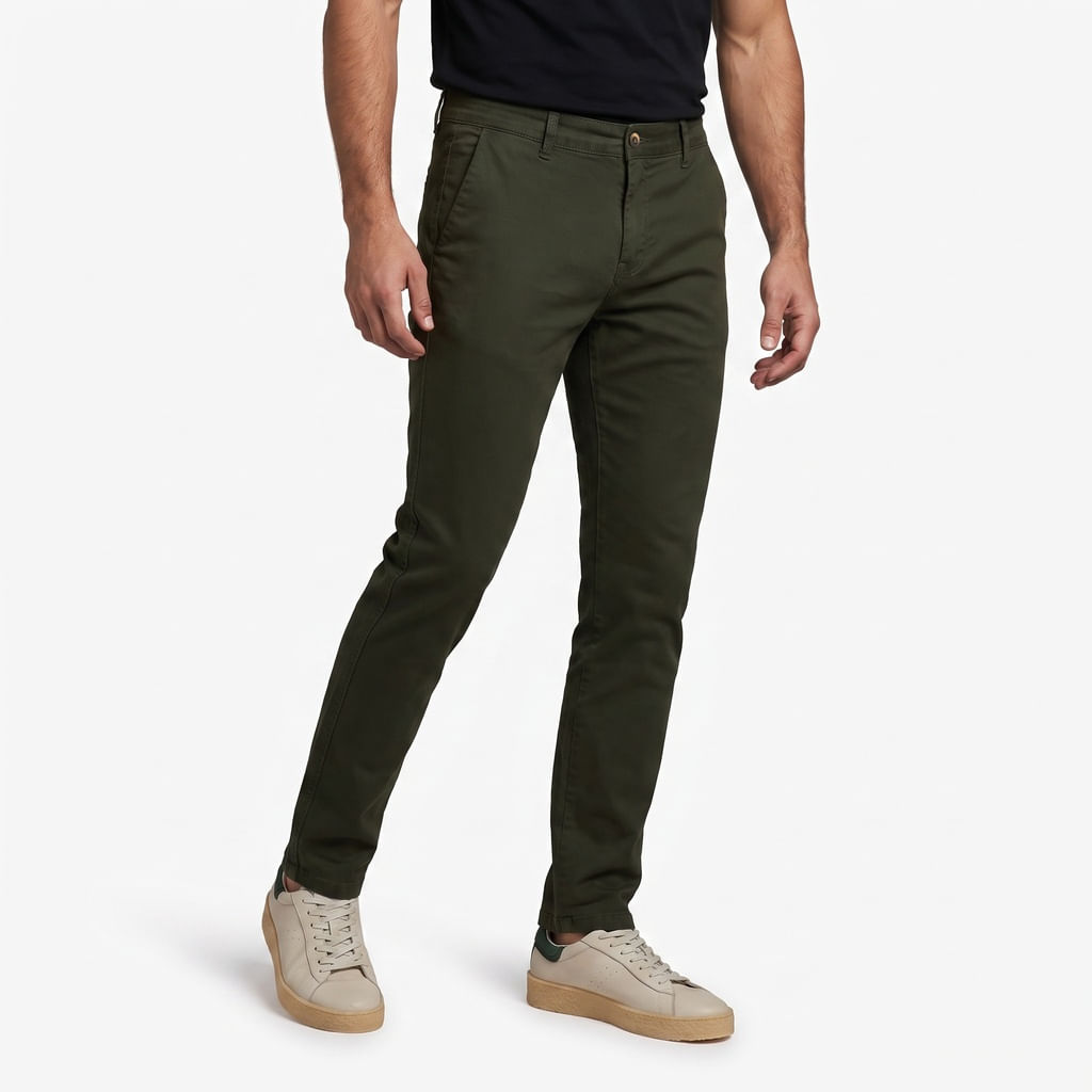 Calça Chino Elastano - Verde Musgo