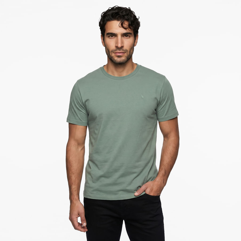Camiseta Básica Meia Malha - Verde Argila